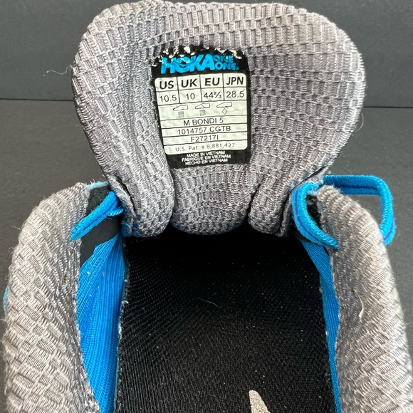 Hoka One One Bondi 5 Men’s Size 10.5
1014757 CGTB Gray Blue Running Sneakers - Picture 5 of 8